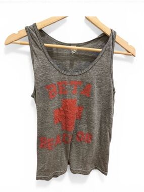 Y2K American Apparel Beta Beach 08 Graphic Tank Top Gray Indie Sleaze S